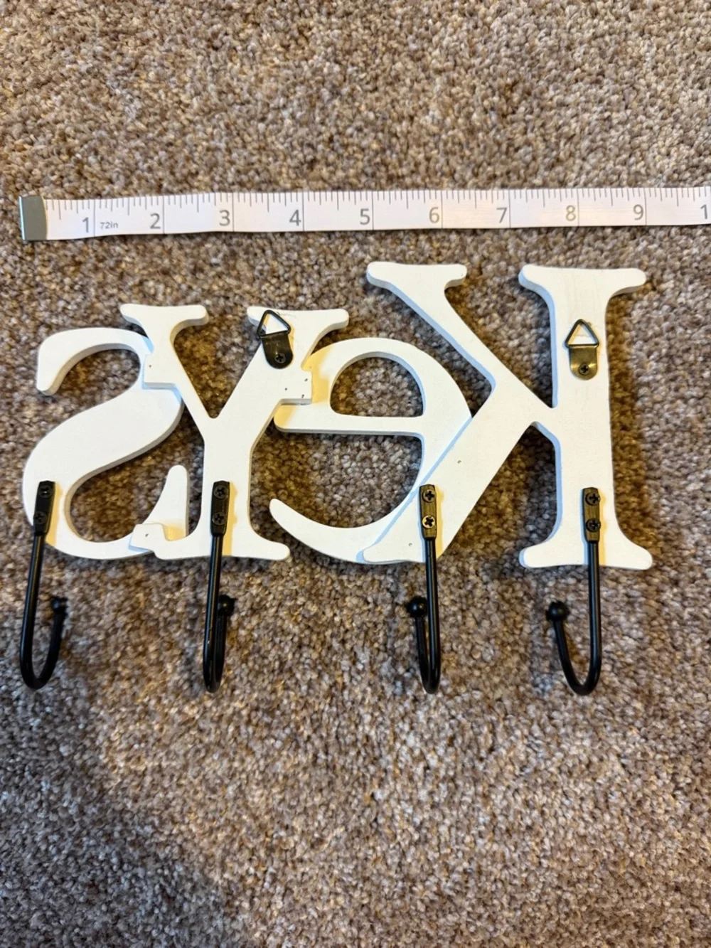 White "Keys" Wall Hook Rack by - Picture 2 of 2